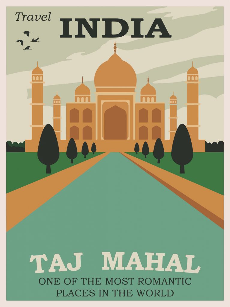 Geïllustreerde poster van Taj Mahal