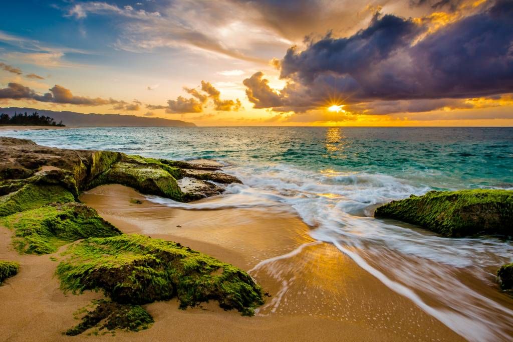 Landscape Wallpaper - Een prachtige Hawaiiaanse zonsondergang - Slaapkamer Landscape Wallpaper - Een prachtige Hawaiiaanse zonsondergang - Slaapkamer
