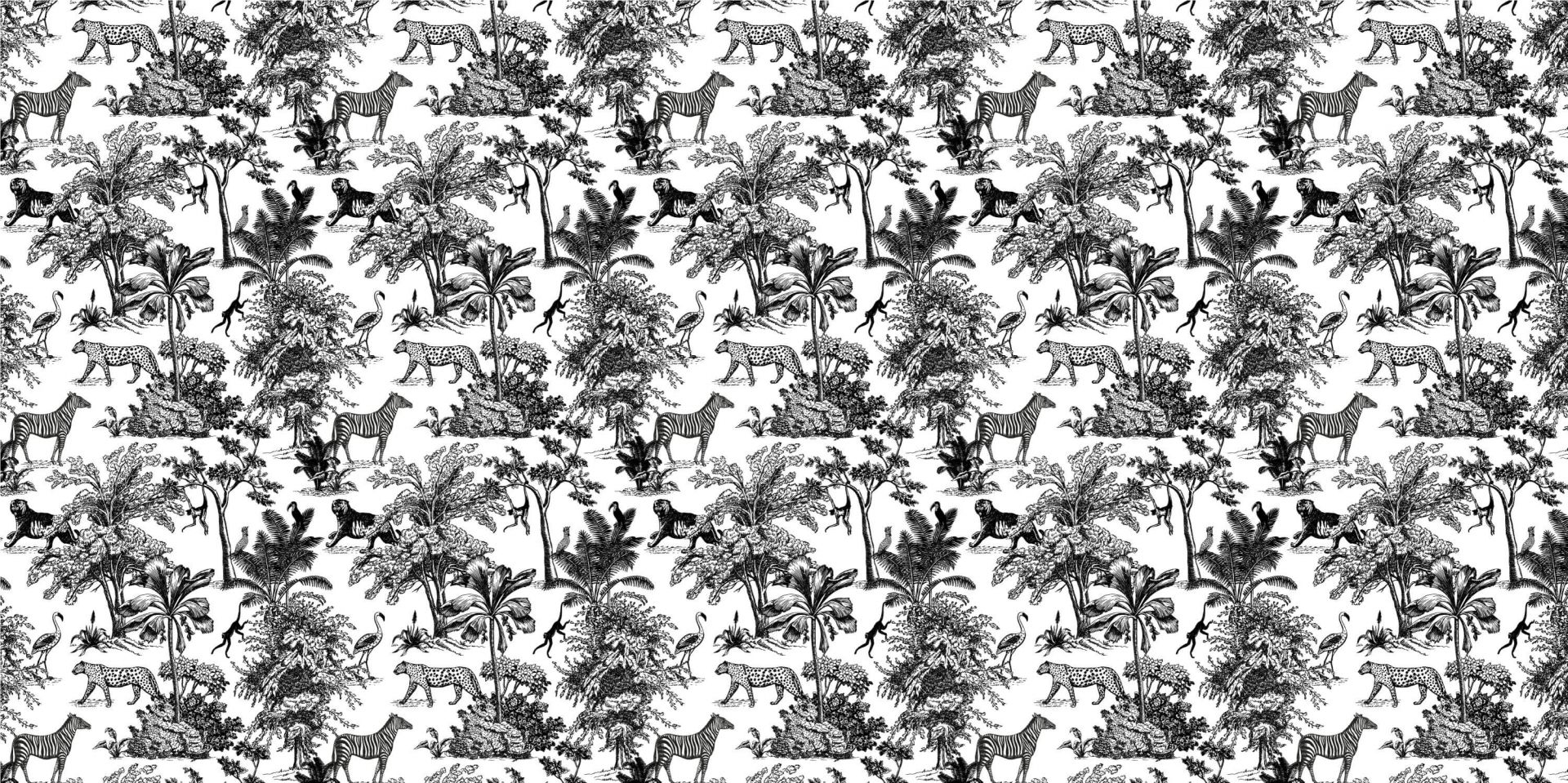 Jungle patroon in zwart-wit