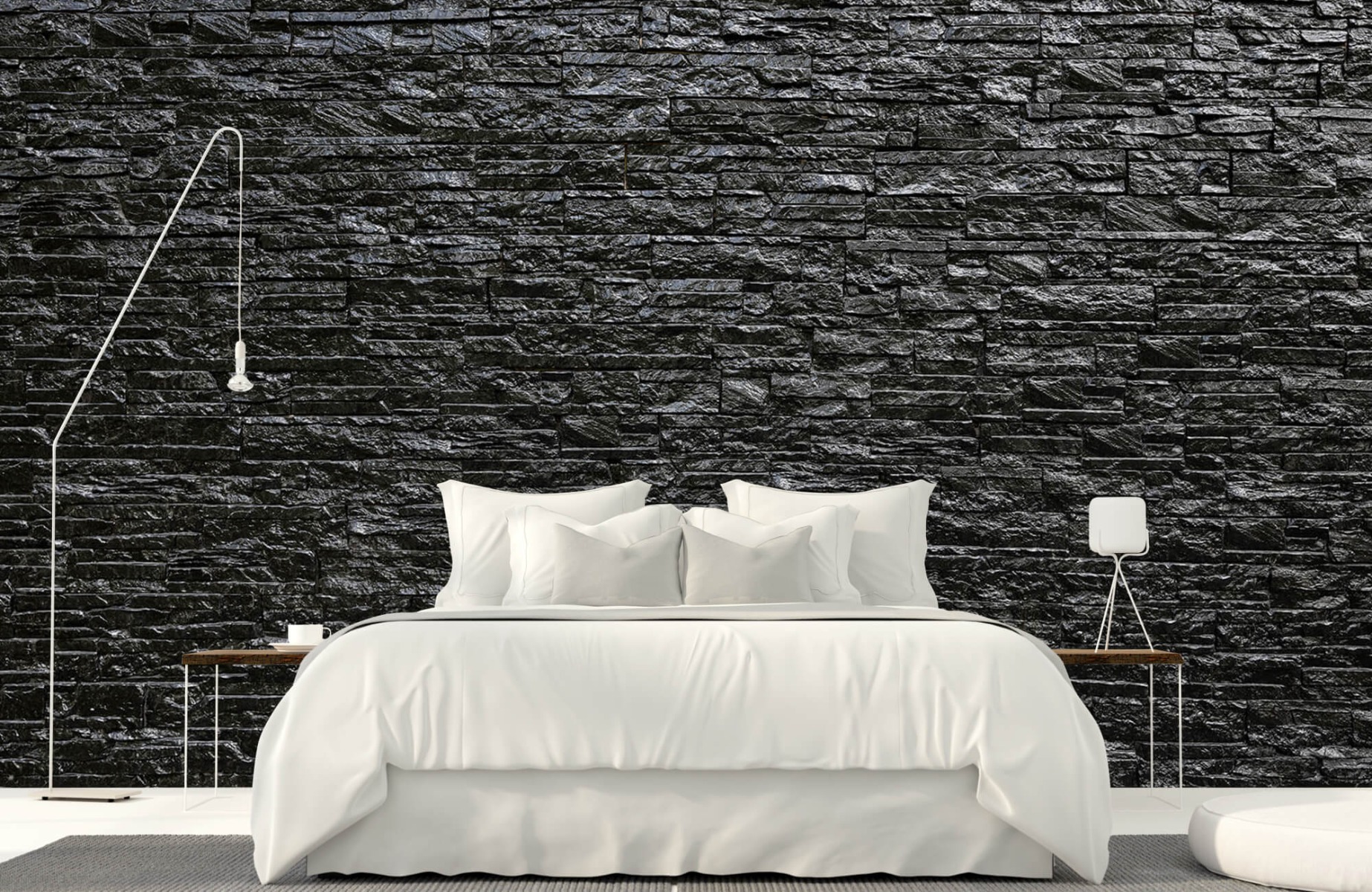 Steen behang - Zwarte stenen  - Slaapkamer 16
