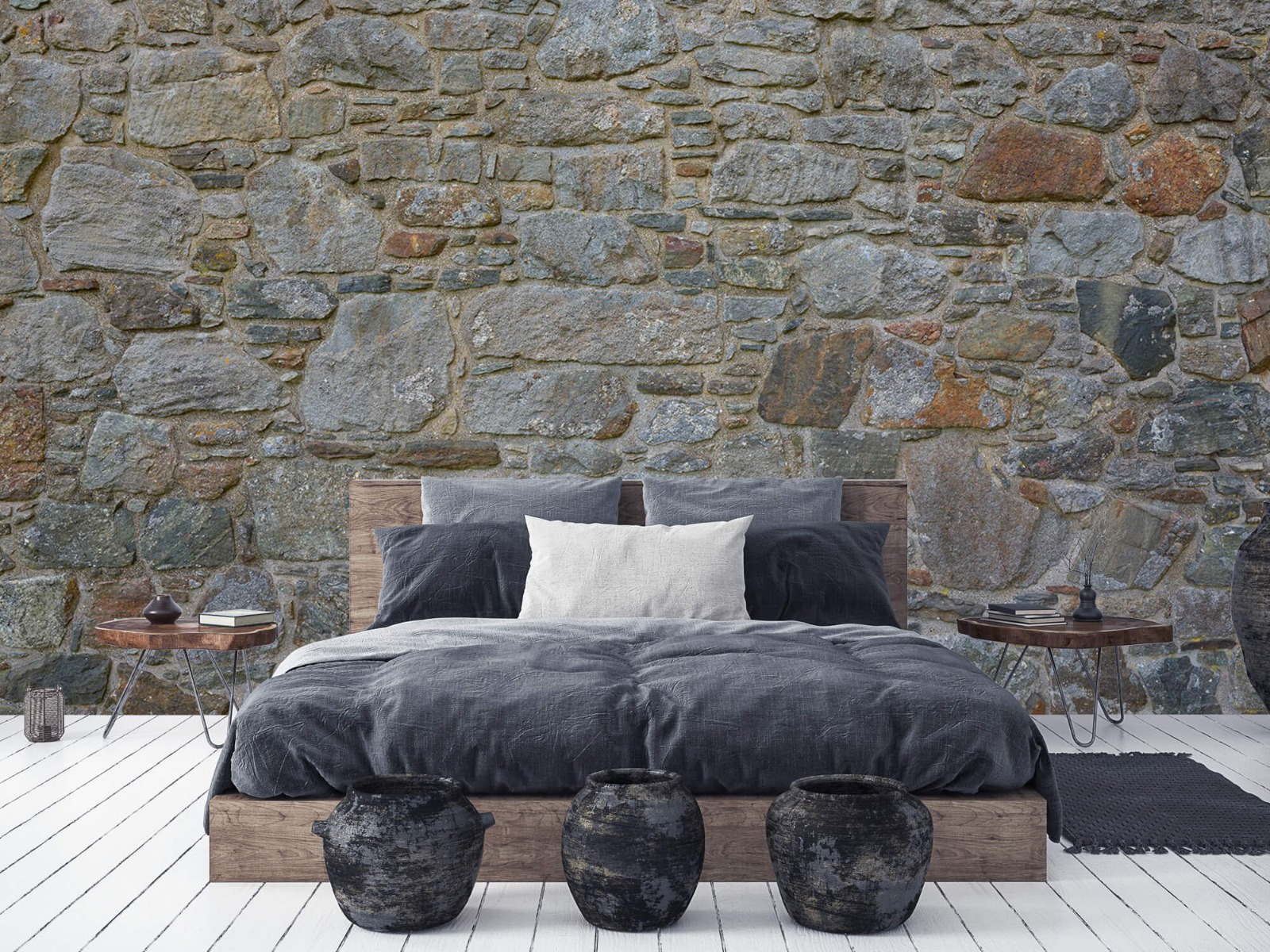 Steen behang - Middeleeuwse stenen muur - Slaapkamer 6