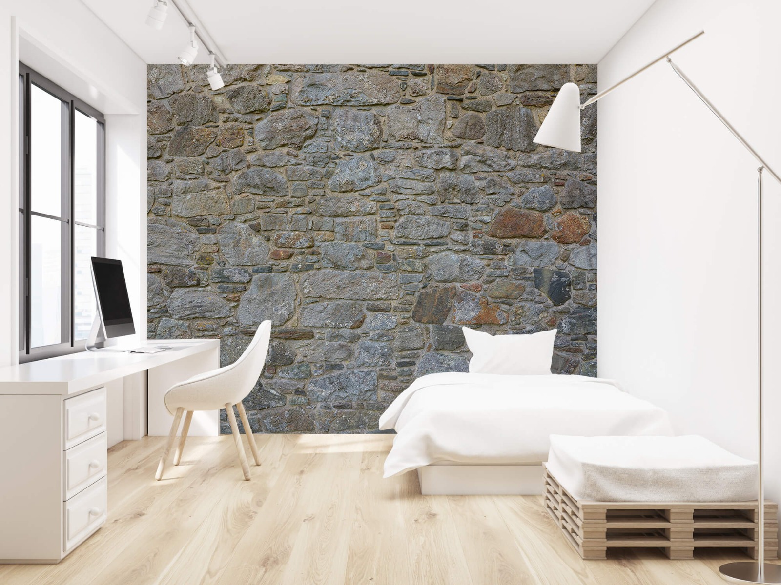 Steen behang - Middeleeuwse stenen muur - Slaapkamer 1